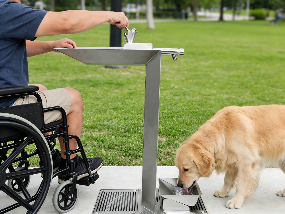 Dual-head Drinking Fountain  with Pet Bowl